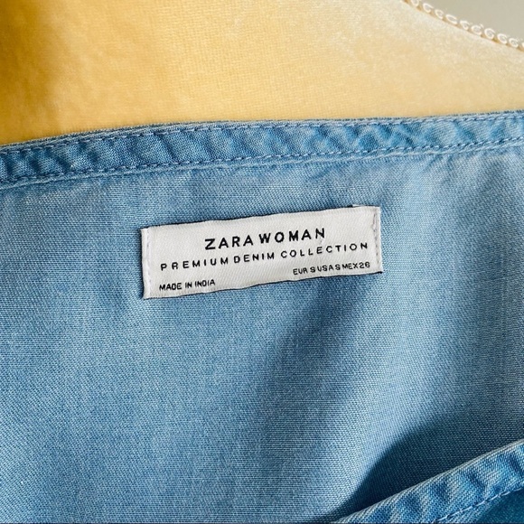 Zara off the shoulder chambray Lyocell dress - Picture 5 of 10